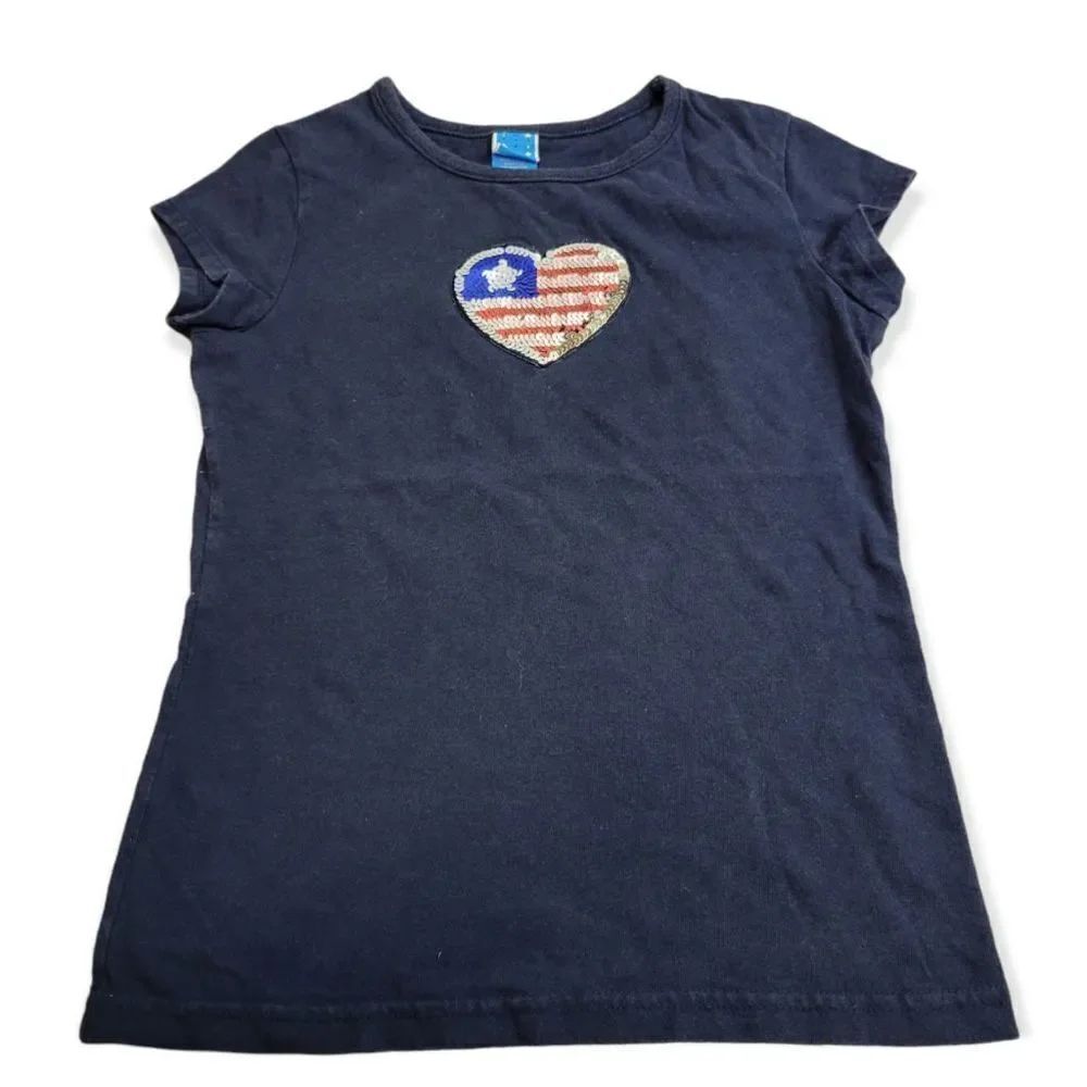 Patriotic sequin heart shirt M7/8